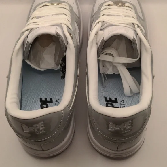 New A Bathing Ape Bapesta Men's Sneakers Light Grey Sz 12